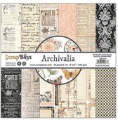 ScrapBoys Archivalia paperpad 24 vl+cut out elements-DZ ARCH-09 190gr 15,2cmx15,2cm (03-23)
