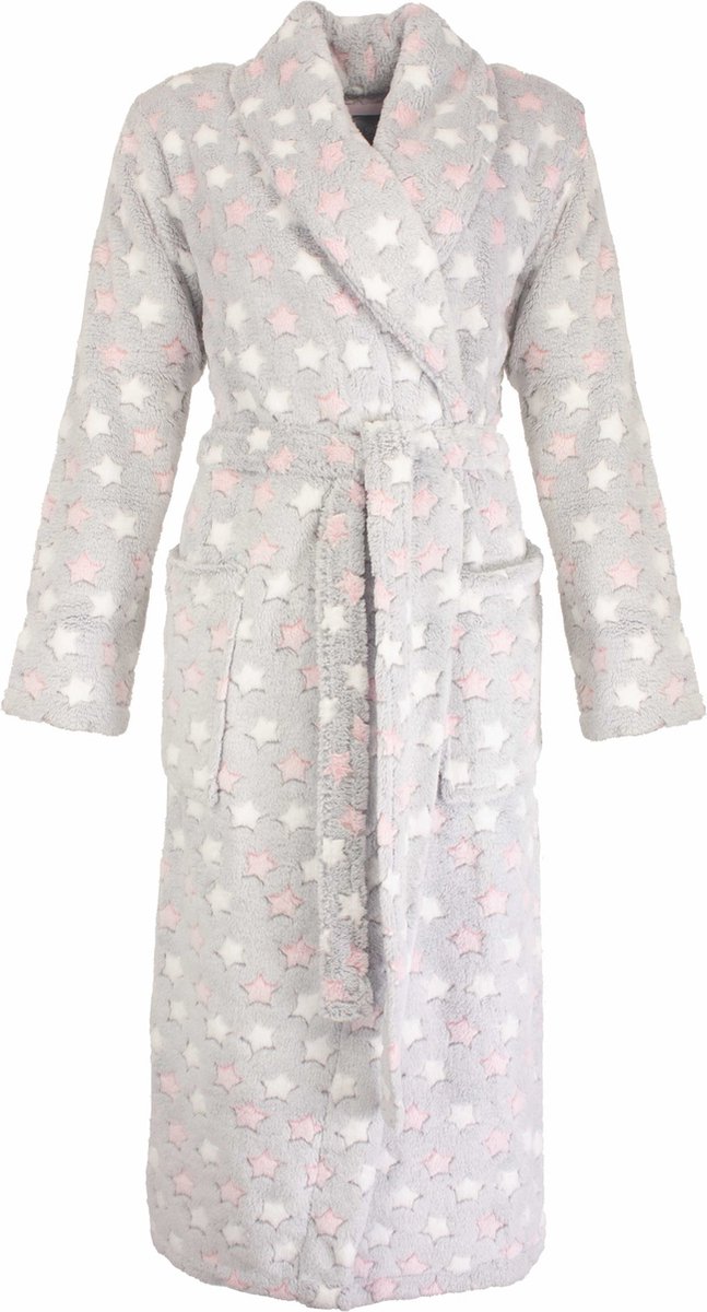 Irresistible Dames Badjas - Fleece - Sjaalkraag - Grijs - Maat XXL