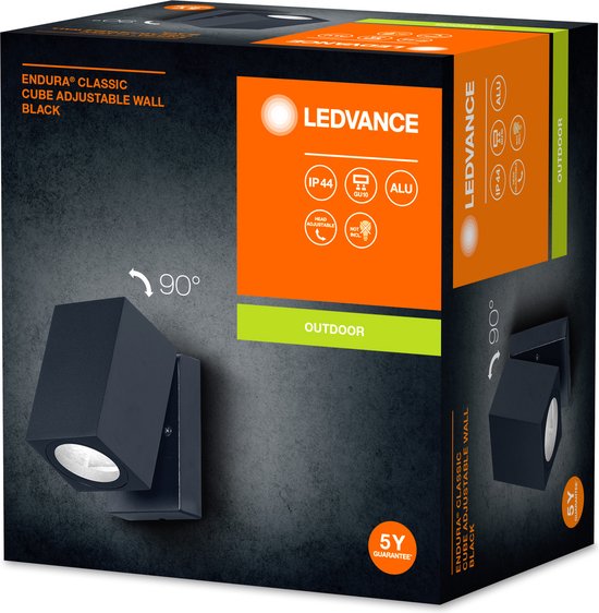 Ledvance Endura Classic Cube Adj Wall Buitenwandlamp Zwart Gu10 Voet Max 35w Kan Bol