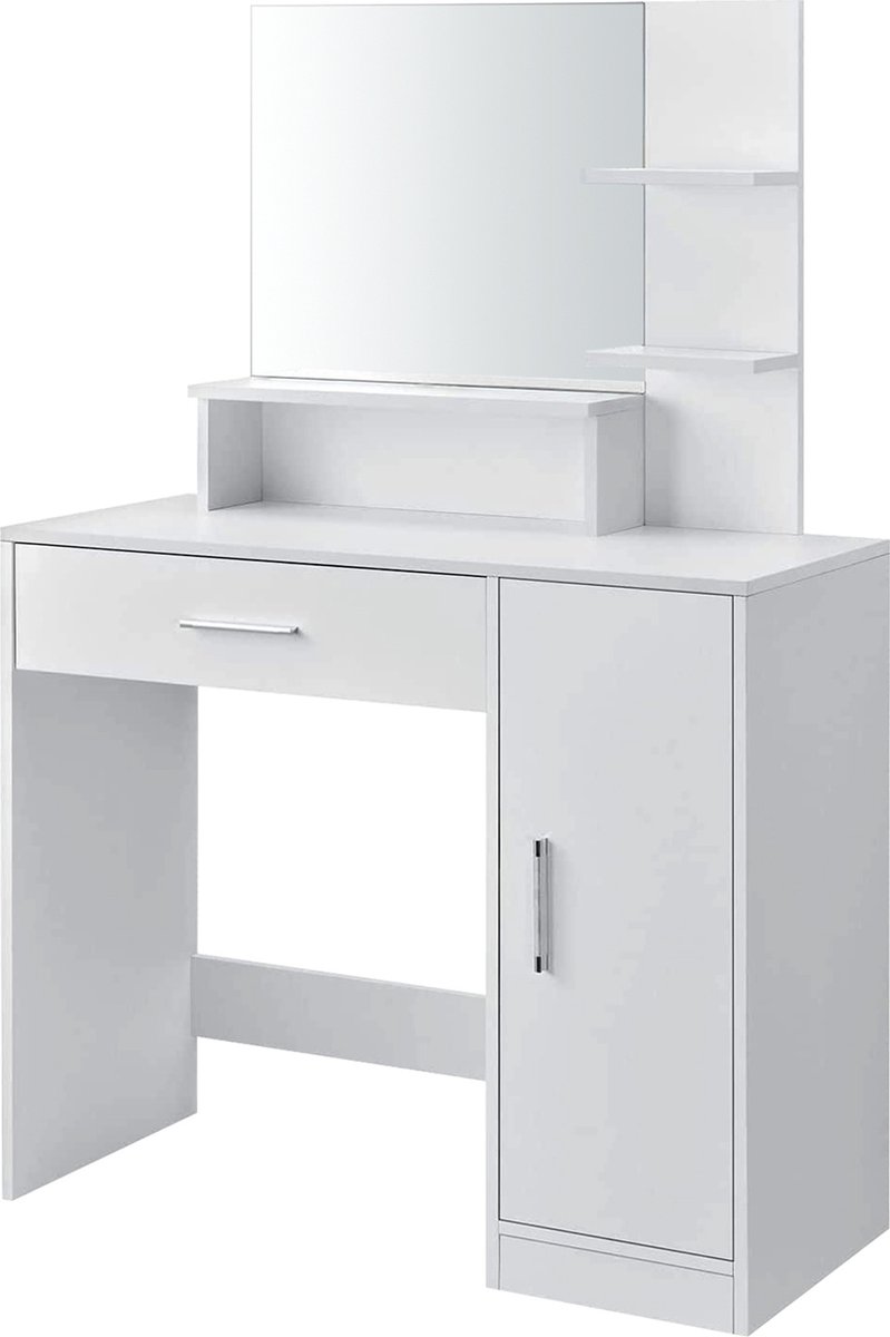 Kaptafel - make up tafel - met spiegel - 90x38x137,5 cm - wit