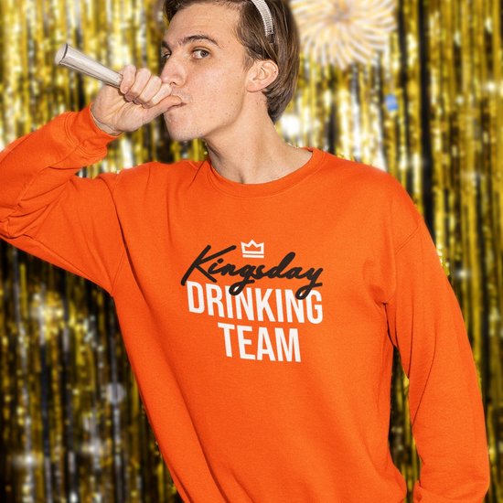 Oranje Koningsdag Trui Kingsday Drinking Team - Maat XXL - Uniseks Pasvorm - Oranje Feestkleding