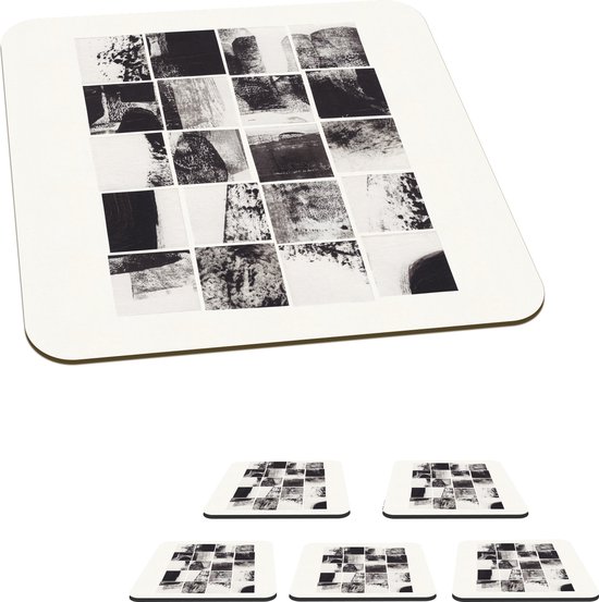 Onderzetters glas zwart marmer 10