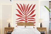 Behang - Fotobehang Plant - Rood - Bladeren - Abstract - Breedte 195 cm x hoogte 260 cm - Behangpapier