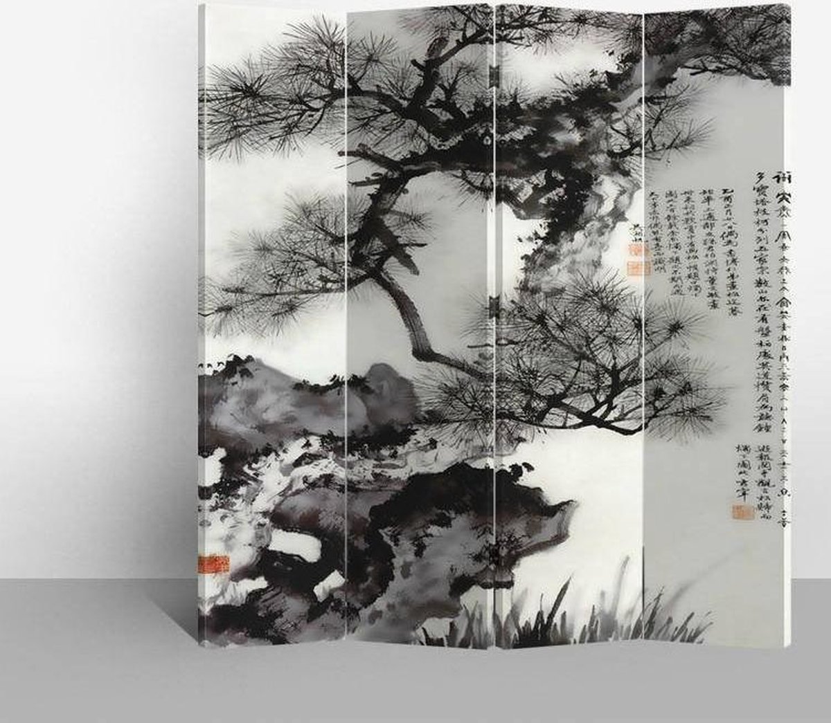 Fine Asianliving Chinees Kamerscherm B160xH180cm 4 Panelen Takken Grijs
