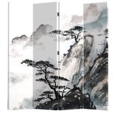 Fine Asianliving Chinees Kamerscherm Oosters Scheidingswand B160xH180cm 4 Panelen Chinese Bergen