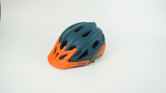 Veilige kinder fietshelm - Met zonneklepje - Extra veilig door inmold shell - verstelbaar - Blauw oranje - Maat M