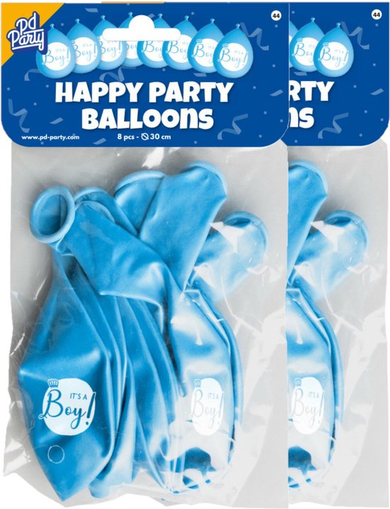 Ballons à thème Paperdreams Birth Boy - 16x - Blauw - Fournitures de décoration/fête