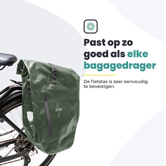 Voltano Luxe Fietstas 28L - Enkele Pakaftas - Olijf Groen - 100% Waterdicht van Voltano — afbeelding 4