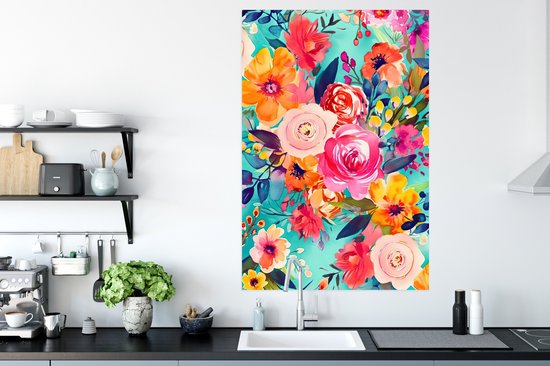 Affiche Fleurs - Peinture à l'huile - Colorée - Nature - 80 x 120 cm
