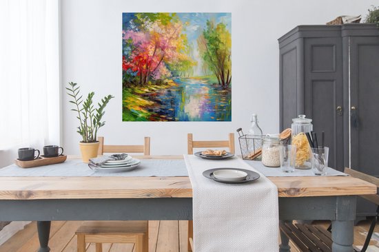 Poster Peinture à l'huile - Paysage - Nature - Coloré - 100x100 cm XXL