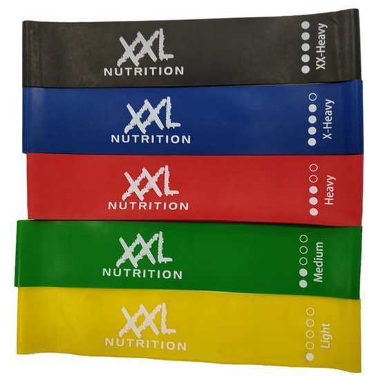 Foto: Xxl nutrition booty loop bands fitness elastiek weerstandsbanden benen billen trainen 5 verschillende sterktes 51cm 5 kleuren