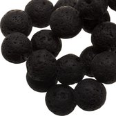 Perles rondes de lave (14 mm) noires (27 pièces)
