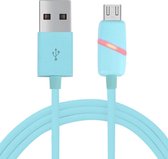 1M Circulaire spoelkoker Style Micro USB naar USB 2.0 Data Sync-kabel met LED-indicatielampje, voor Samsung, HTC, Sony, Huawei, Xiaomi (blauw)