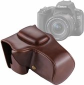 Full Body Camera PU lederen tas tas voor Canon EOS 200D (18-55mm lens) (koffie)