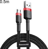 Baseus CAMKLF-A09 0.5m 2.4A USB naar Micro USB Cafule Dubbelzijdig invoeging Gevlochten snoer Data Sync Laadkabel, voor Galaxy, Huawei, Xiaomi, LG, HTC en andere slimme telefoons (