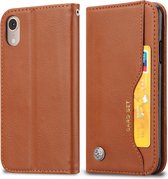 Kneed Skin Texture Horizontal Flip Leather Case voor iPhone XR, met fotolijst & houder & kaartsleuven & portemonnee (bruin)
