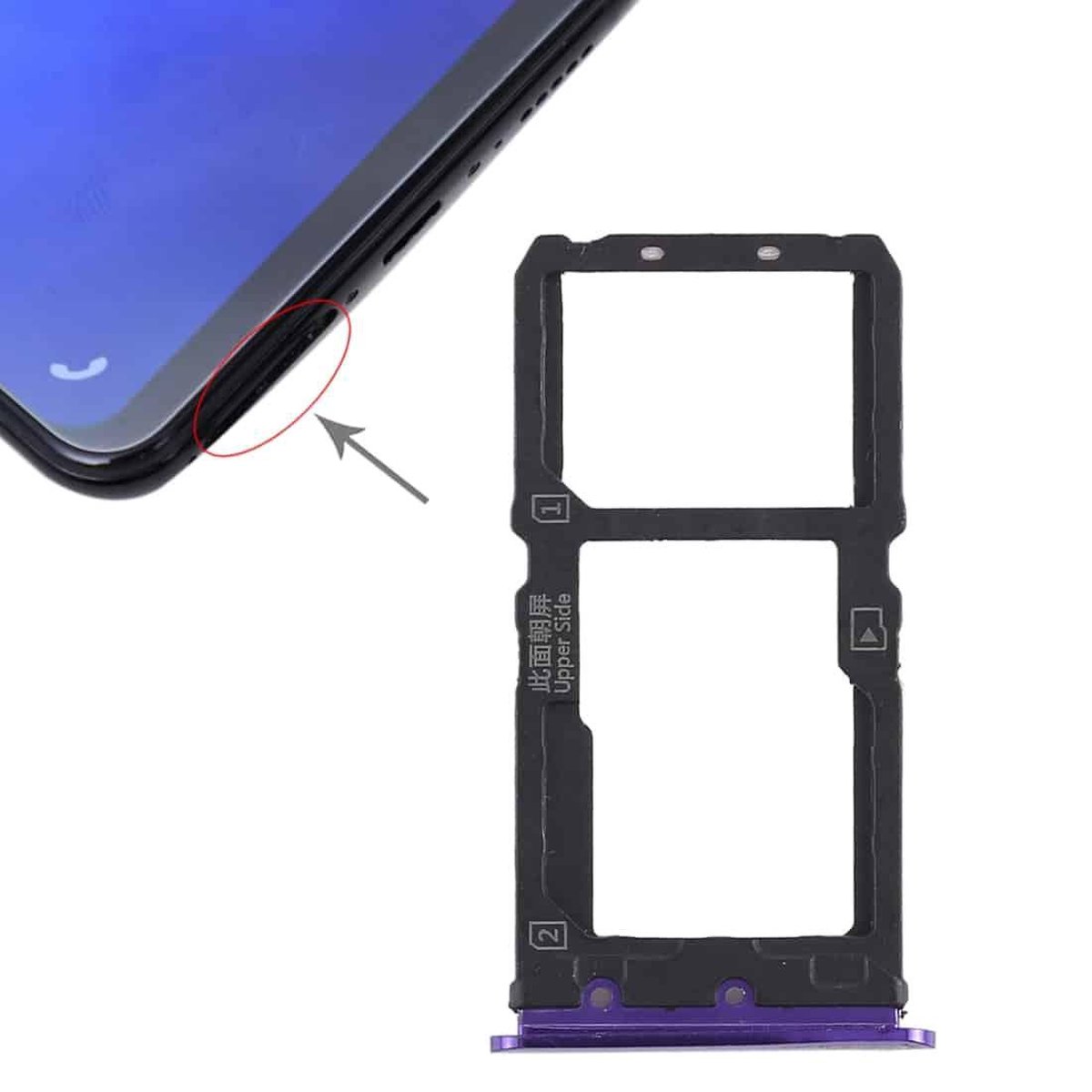 Plateau Carte SIM + Bac Micro SD Tout Neuf Pour HTC U11 - Couleur Blue - Pièce De Rechange KONGXIPAN