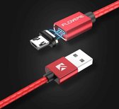 FLOVEME 1m 3A USB naar Micro USB magnetisch reliëf PET snel opladen & datakabel, voor Samsung Galaxy S7 & S7 Edge / LG G4 / Huawei P8 / Geschikt voor Xiaomi Mi4 en andere smartphones (rood)