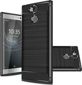 Sony Xperia XA2 - Geborstelde TPU Cover - Zwart