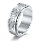 Ring d'anxiété - (celtique) - Ring de stress - Ring Fidget - Ring d'anxiété pour doigt - Ring pivotant - Ring tournant - Argent - (19,00 mm / taille 60)