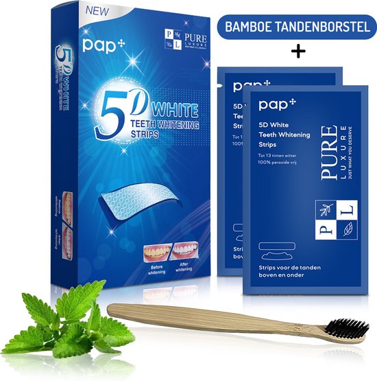 Transparante Teeth Whitening Strips - 28 stuks - Incl Bamboe Tandenborstel
