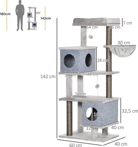 Wandmontiertes Kratzbaum-Set Für Katzen – Mit Plattformen, Hängematte & Sisal-Kratzflächen