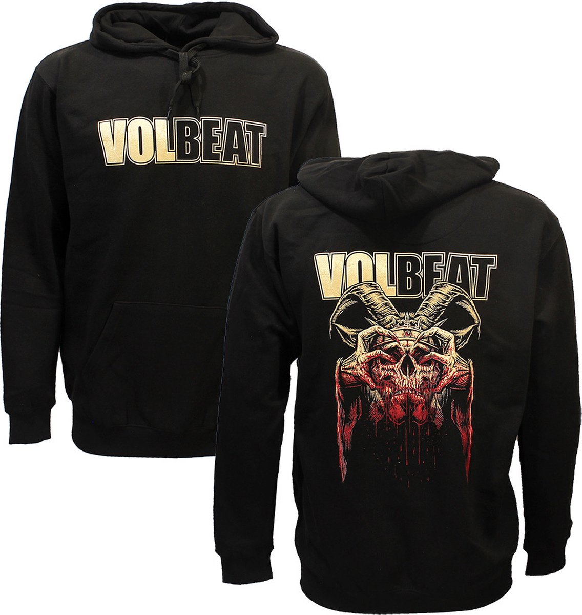Volbeat Bleeding Crown Skull Backprint Hoodie Sweater Trui Zwart - Officiële Merchandise - POPMERCH
