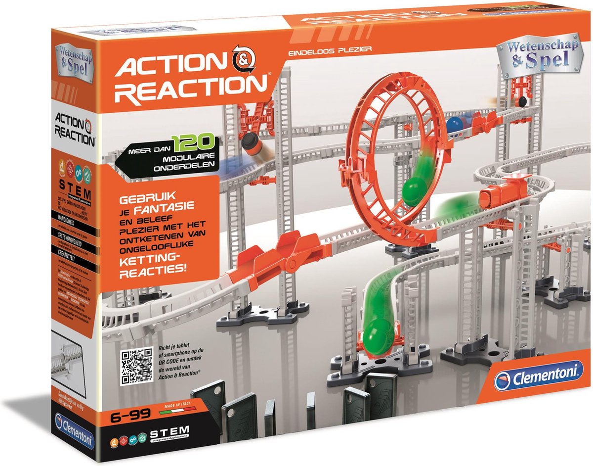 Clementoni Wetenschap en Spel - Action & Reaction - Knikkerbaan - Knikkerbaan Uitbreidingsset - STEM-speelgoed - Clementoni