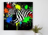 Explosive zebra chromatics | Explosive Zebra Chromatics | Kunst - 60x60 centimeter op Canvas | Foto op Canvas - wanddecoratie schilderij