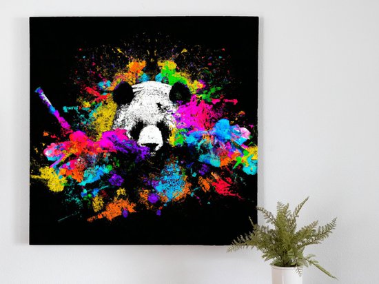 Pandas in a stormy sky | Pandas in a Stormy Sky | Kunst - 40x40 centimeter op Canvas | Foto op Canvas