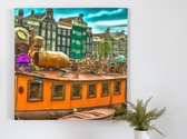 Amsterdam Calling kunst - 100x100 centimeter op Canvas | Foto op Canvas - wanddecoratie