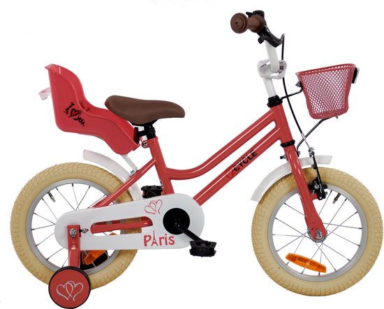 2Cycle Paris - Kinderfiets - 14 inch - Roze-Wit - met Poppenzitje 2 Cycle Zeemeermin - Kinderfiets - 14 inch - Meisjesfiets - 14 inch fiets van 2Cycle — afbeelding 3