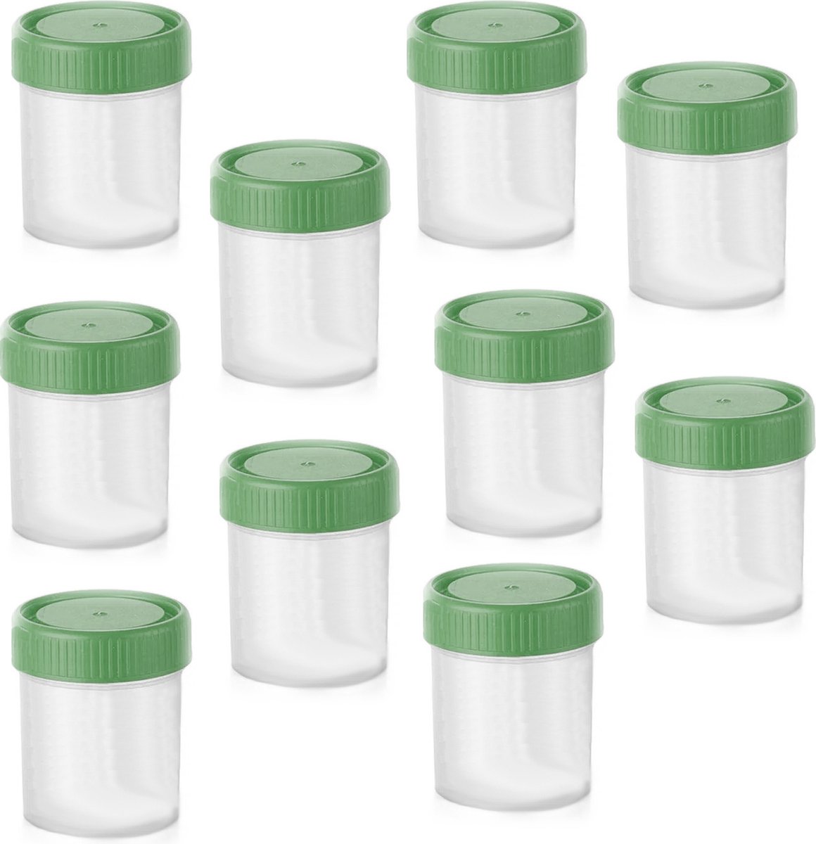 Set van 30 monsterpotjes met groene deksels (40 ml, PP plastic)