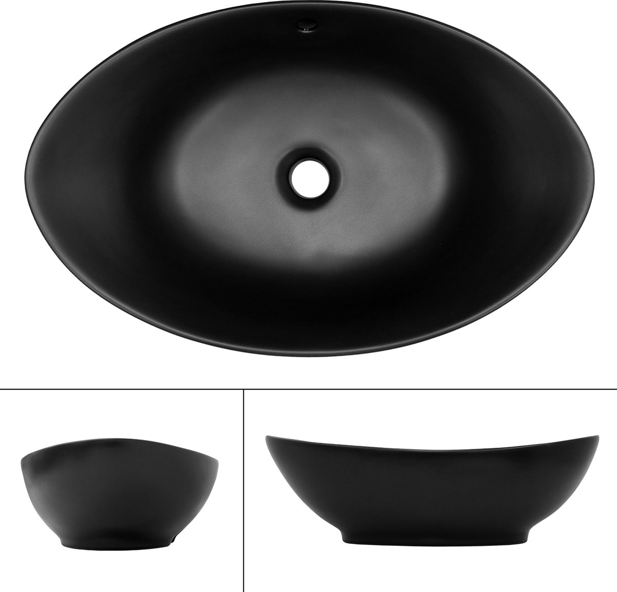 Wastafel 59x38x19 cm zwart keramiek ML-Design