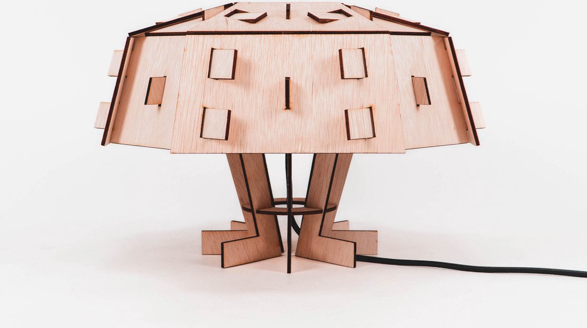 DEX tafellamp - WOMP - de houten lamp - tafellamp - lasergesneden - bouwpakket - multiplex - hout - e27 - sfeerlicht