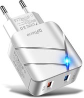 DrPhone HALOXII - 28W Thuislader - USB 3.0 Qualcom 3.0 Quick Charge & 2.1A met indicator licht - Adapter - Snel Lader– Wit