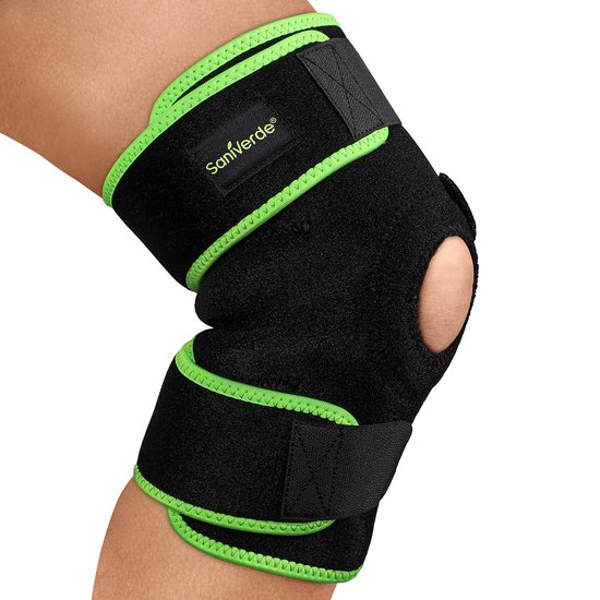 Saniverde® Kniebandage voor Dames/Heren met Klittenband - Knieorthese, Kniebrace, Kniesteun - Stabiliteit Knie/Meniscus tijdens Sporten - Ademende Bandage Knie, Flexibele Maat