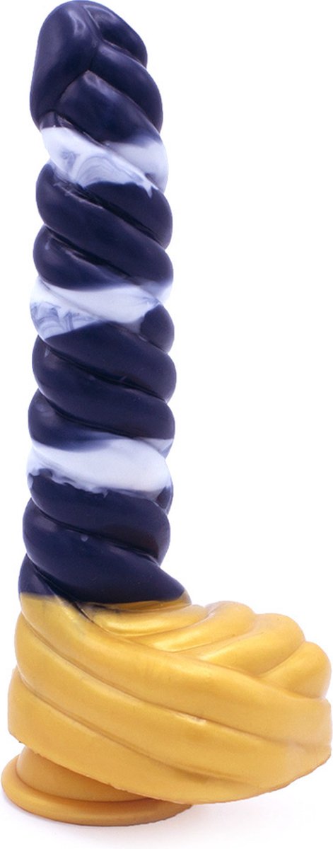 Kiotos Monstar - Dildo Beast 37 - 23.5 x 4 cm - Wit/Goud/Blauw