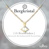 Bixorp Gems Gouden Dames Ketting met Bergkristal hanger - Kruin Chakra - 18 Karaat Verguld Goud & Roestvrij Staal - 36cm + 8cm verstelbaar