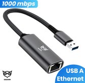 Good2Know Ethernet adapter USB-A - Rj45 - USB A 3.0 naar Ethernet adapter - Internet adapter - 20CM - Aluminium behuizing