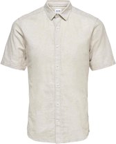 Only & Sons Overhemd Onscaiden Ss Solid Linen Shirt Noos 22009885 Chinchilla Mannen Maat - XS