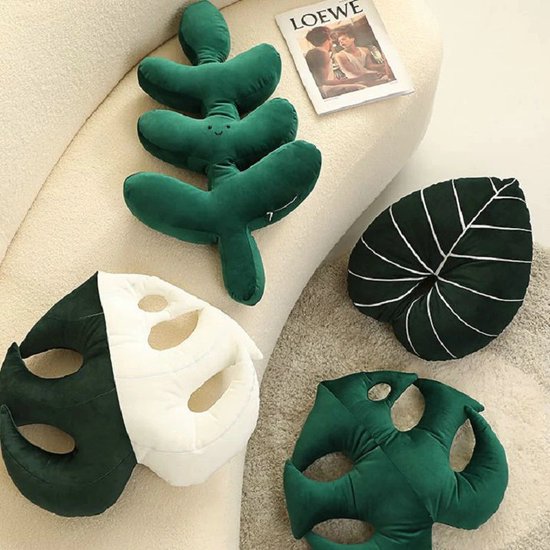 Kussens in de vorm van Bladeren - Hippe Groene Blaadjes Kussen - Modern Design - Set van 4 - Bankkussens