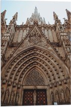 Vlag - Vooraanzicht van Kathedraal in Barcelona in Spanje - 40x60 cm Foto op Polyester Vlag