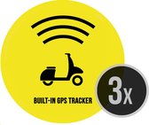 Sticker scooter | "Traqueur GPS intégré" | ⌀ 4,5cm | 3 pièces | Cyclomoteur | Vélomoteur | Anti-vol | Décourager les voleurs | Autocollants ronds | Frappant | Jaune | Résistant aux intempéries | vélomoteur | Sécurité | deux-roues