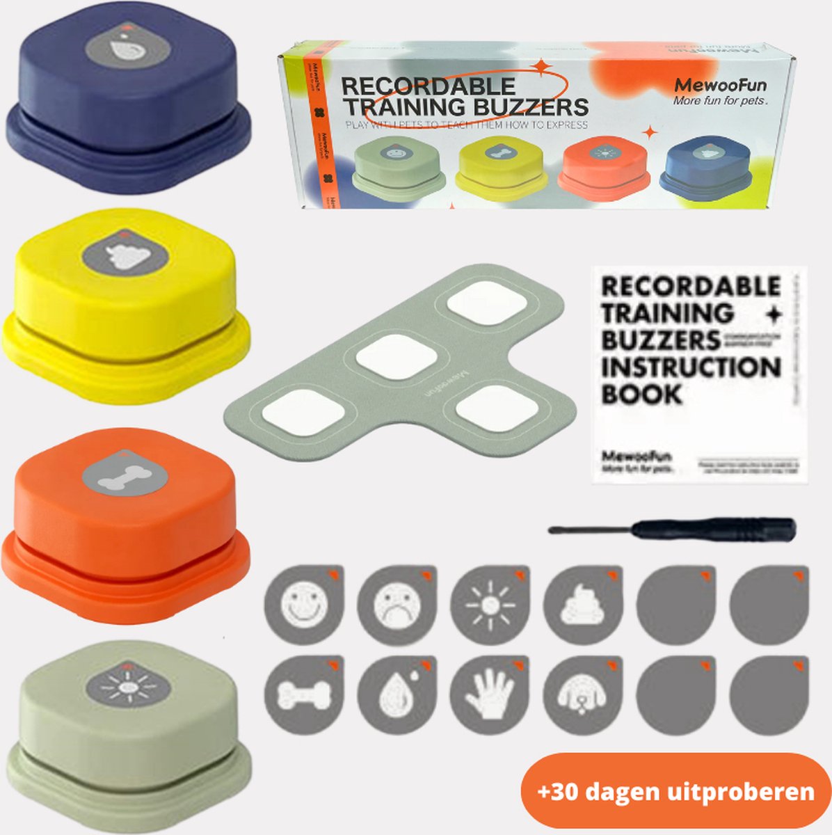 Communicatieknoppen voor Honden, 6-pack Kleur Spraakopnameknop