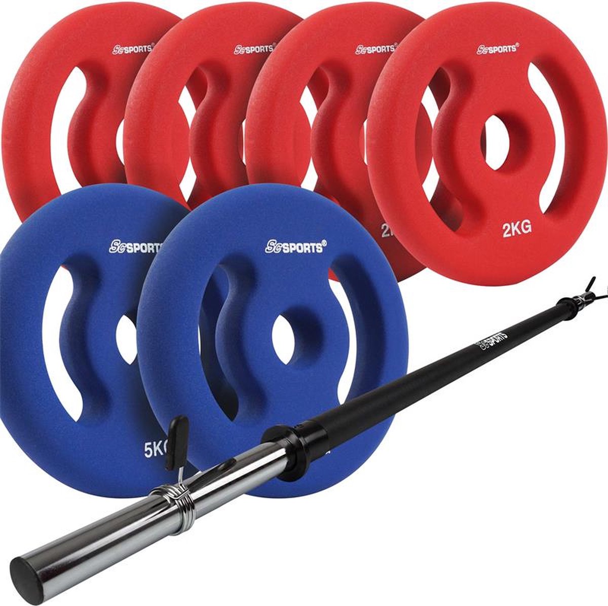 ScSPORTS 20 kg Long Haltère en plastique Kit haltères 2 x 1,25 kg + 2 x 2,5  kg + 2 x 5 kg : ScSPORTS: : Sports et Loisirs