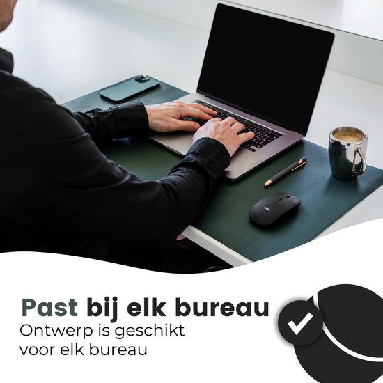 WURK Professional Desk Pad en cuir artificiel - Organisateur de bureau - Avec clip de câble - 80x40 - Vert