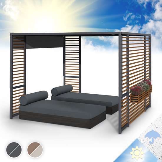 Blumfeldt Pergola, Paviljoens Waterdicht, Stabiel & Wintervast, Windbestendige Aluminium Pergola Vrijstaand, Terrasoverkapping Gazebo, Metalen Paviljoen Met 1,5W Solar Led'S, Uv50+, Pergola 3X3 M