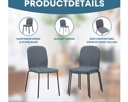 Albatros Stapelstoel ENNA Set van 4, Grijs - Stapelbare Vergaderstoel - Bezoekersstoel, Comfortabele Stoelen voor Wachtkamer