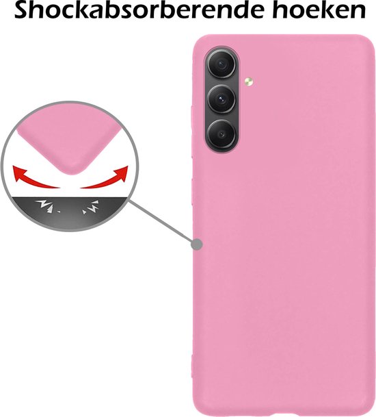 Coque Samsung A54 Siliconen Coque Arrière Avec 2x Protecteur D'écran - Coque Samsung Galaxy A54 Silicone - Rose Clair